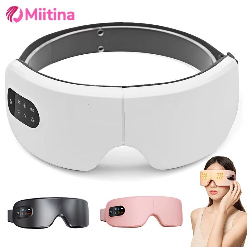 Smart 4D Eye Massager with Hot Compress (42°C), Airbag Vibration, Bluetooth Music & 4 Modes – Foldable Rechargeable