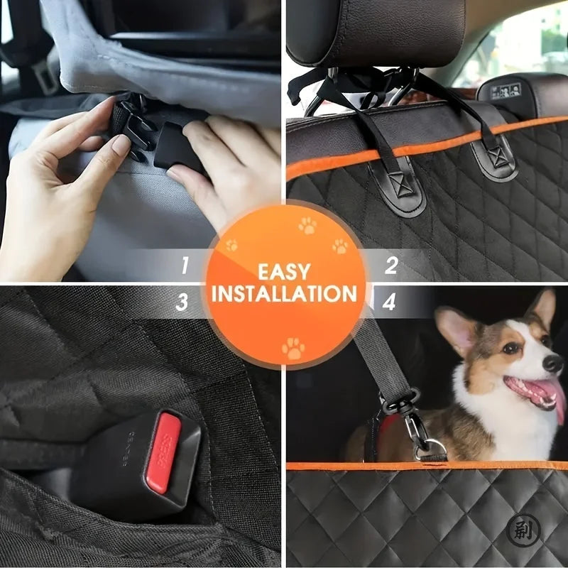 Waterproof Dog Car Seat Cover Hammock – Scratch-Resistant, Non-Slip Back Seat Protector for Pets