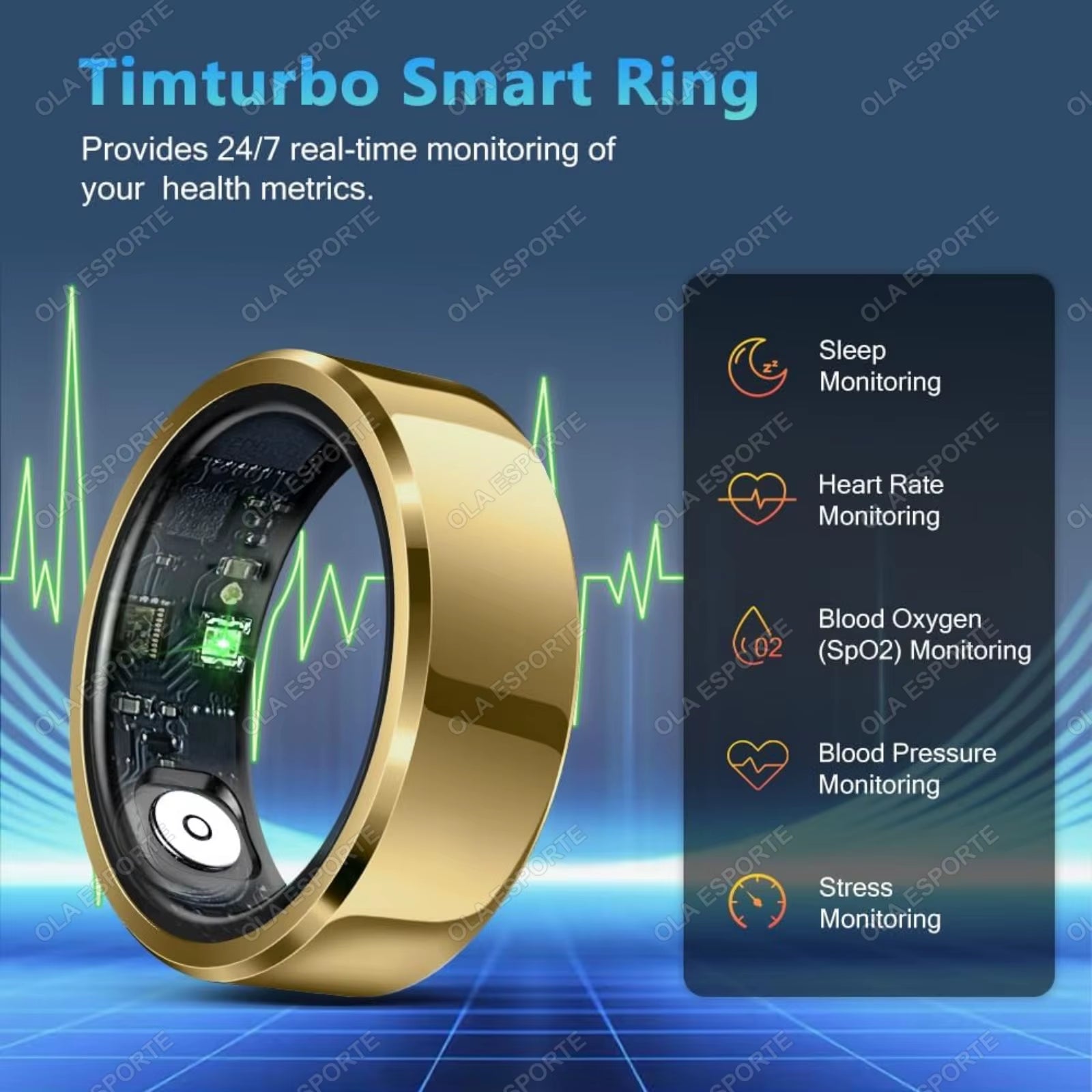 2025 Smart Health Ring – Blood Pressure, Heart Rate & Sleep Monitoring | IP68 & 5ATM Waterproof Multi-Sport Smart Ring
