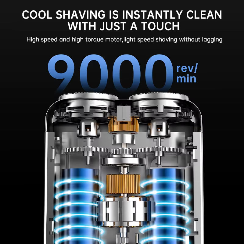 Mini Electric Dual-Head Shaver | Waterproof Type-C Rechargeable Travel Razor | High-Speed Rotary Beard & Hair Trimmer for Men