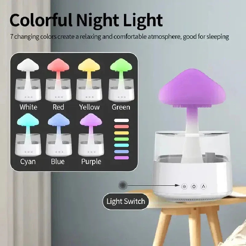 Cloud & Raindrop Humidifier – 400ml Rainfall Aromatherapy Machine with LED Ambient Lamp, Quiet Mist Maker & Colorful Rain Forest Landscape for Home Décor