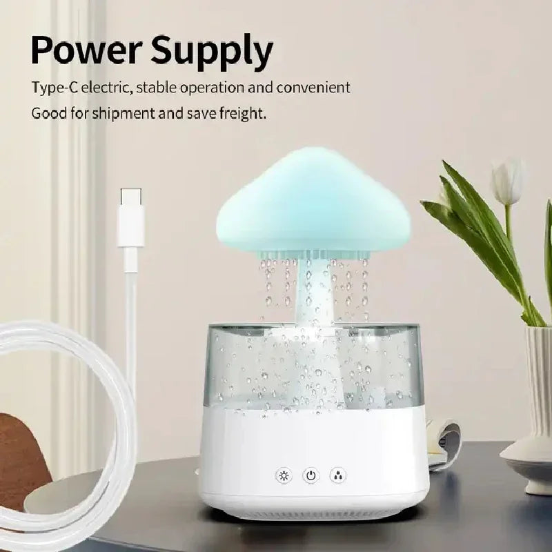 Cloud & Raindrop Humidifier – 400ml Rainfall Aromatherapy Machine with LED Ambient Lamp, Quiet Mist Maker & Colorful Rain Forest Landscape for Home Décor