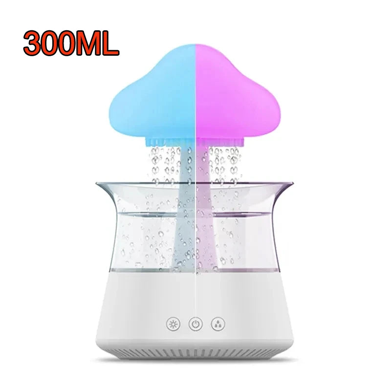 Cloud & Raindrop Humidifier – 400ml Rainfall Aromatherapy Machine with LED Ambient Lamp, Quiet Mist Maker & Colorful Rain Forest Landscape for Home Décor