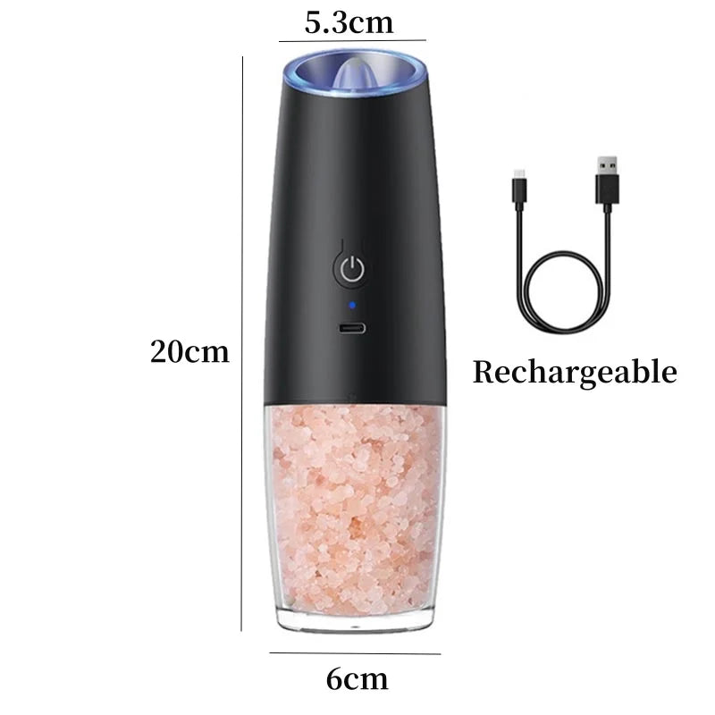 Gravity Electric Salt & Pepper Grinder – USB Rechargeable Automatic Spice Mill with Ceramic Burr