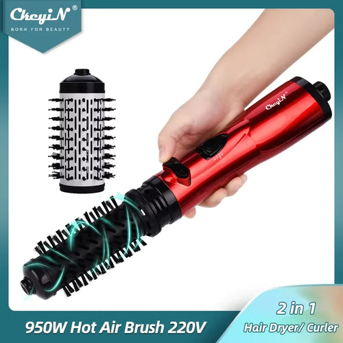 2-in-1 Auto Rotating Hair Dryer Brush – Ionic Hot Air Spin Brush for Curling, Straightening & Volumizing