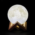 3D Printed Moon Lamp – Rechargeable LED Night Light with Touch Control, Stepless Dimming, Warm/White Modes, PLA Eco Material & Wooden Stand | Bedroom Décor & Gift