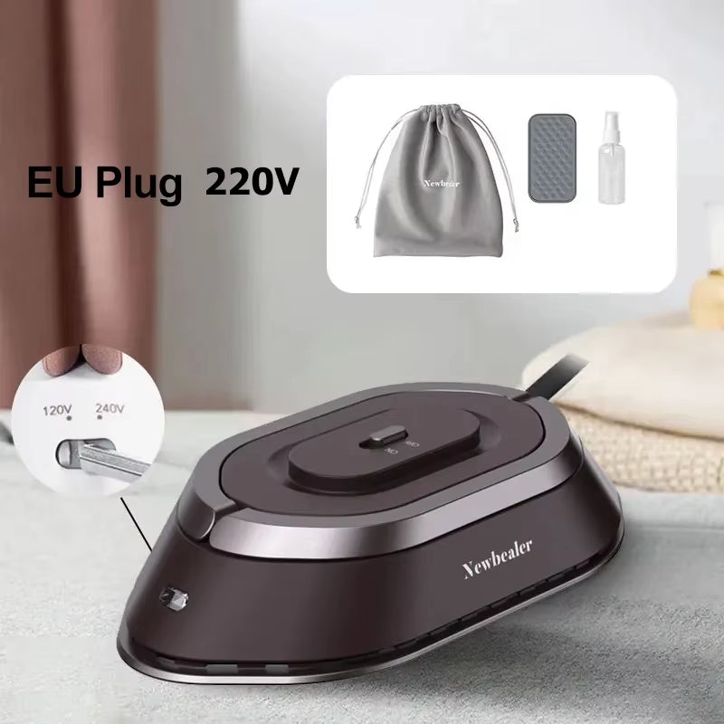 Dual-Voltage Mini Travel Iron – 30s Fast Heat Press, Lightweight Portable Dry Iron with Nonstick Ceramic Soleplate, 120V/220V for Home, Crafting & Travel