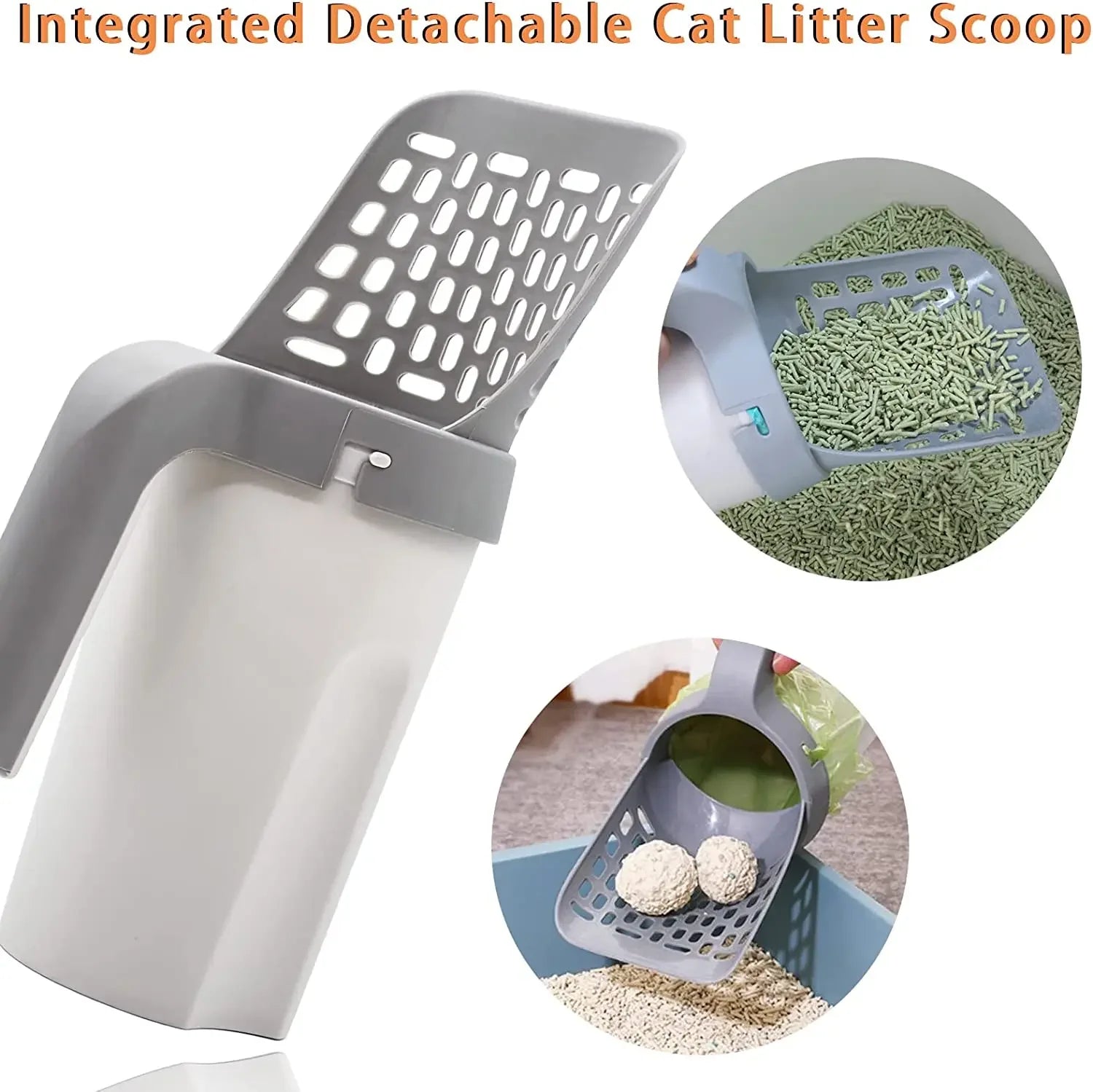 Cat Litter Scoop with Refill Bags – Large Capacity Self-Cleaning Litter Shovel with Waste Holder