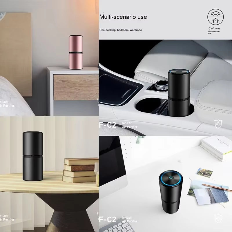 Car Air Purifier Negative Ion Generator – USB Powered Low Noise Vehicle Air Cleaner & Odor Remover