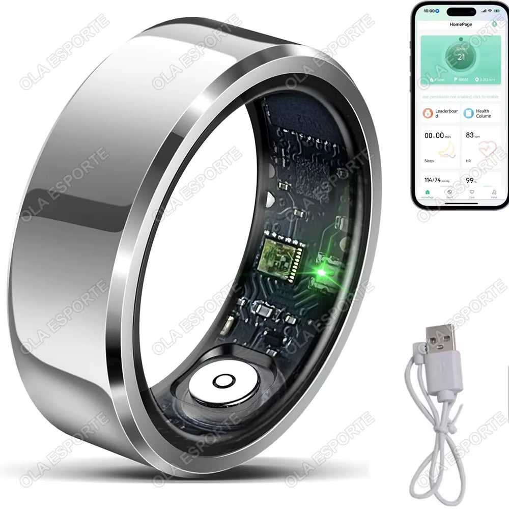 2025 Smart Health Ring – Blood Pressure, Heart Rate & Sleep Monitoring | IP68 & 5ATM Waterproof Multi-Sport Smart Ring