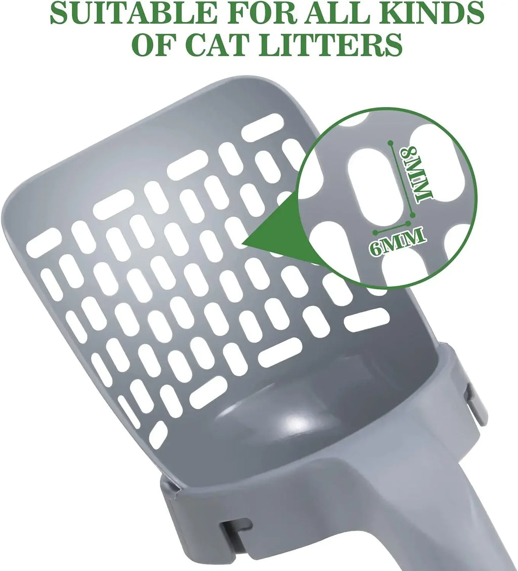 Cat Litter Scoop with Refill Bags – Large Capacity Self-Cleaning Litter Shovel with Waste Holder
