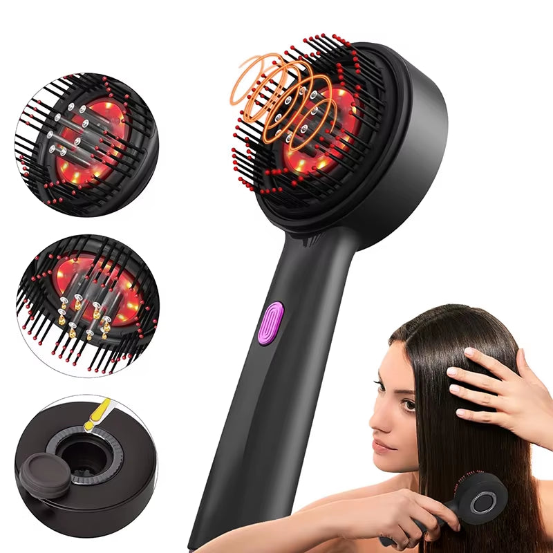 Electric Scalp Massage Comb with Red Light – 3-Mode Portable Hair Care Massager with Essence Oil Applicator