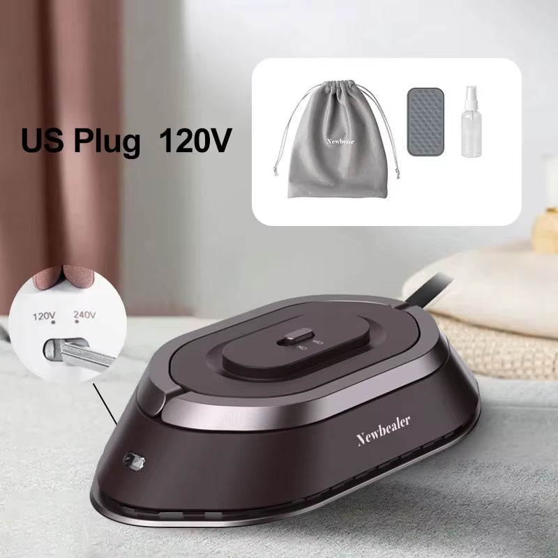 Dual-Voltage Mini Travel Iron – 30s Fast Heat Press, Lightweight Portable Dry Iron with Nonstick Ceramic Soleplate, 120V/220V for Home, Crafting & Travel