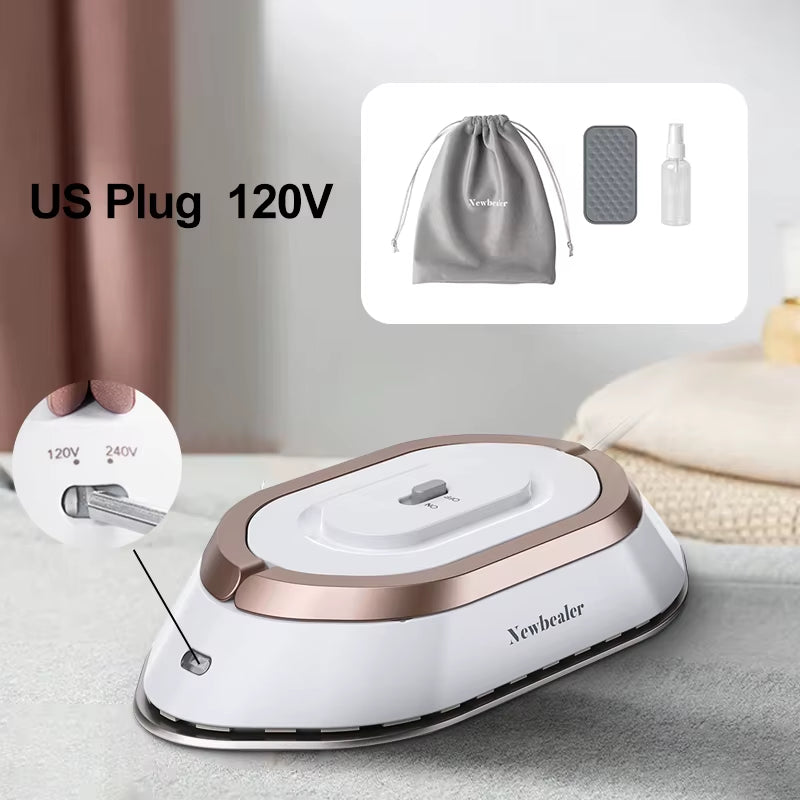 Dual-Voltage Mini Travel Iron – 30s Fast Heat Press, Lightweight Portable Dry Iron with Nonstick Ceramic Soleplate, 120V/220V for Home, Crafting & Travel