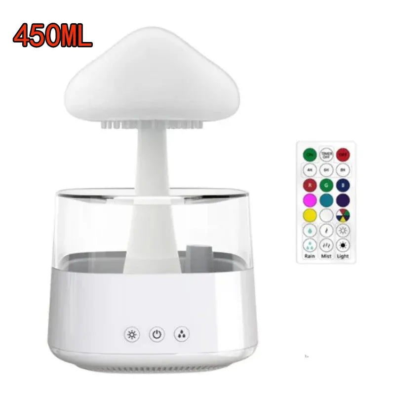 Cloud & Raindrop Humidifier – 400ml Rainfall Aromatherapy Machine with LED Ambient Lamp, Quiet Mist Maker & Colorful Rain Forest Landscape for Home Décor
