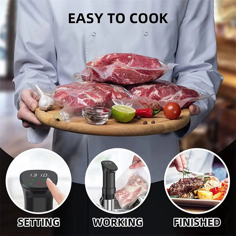 1800W Sous Vide Immersion Cooker – Waterproof Precision Cooker with LED Digital Display for Accurate Slow Cooking