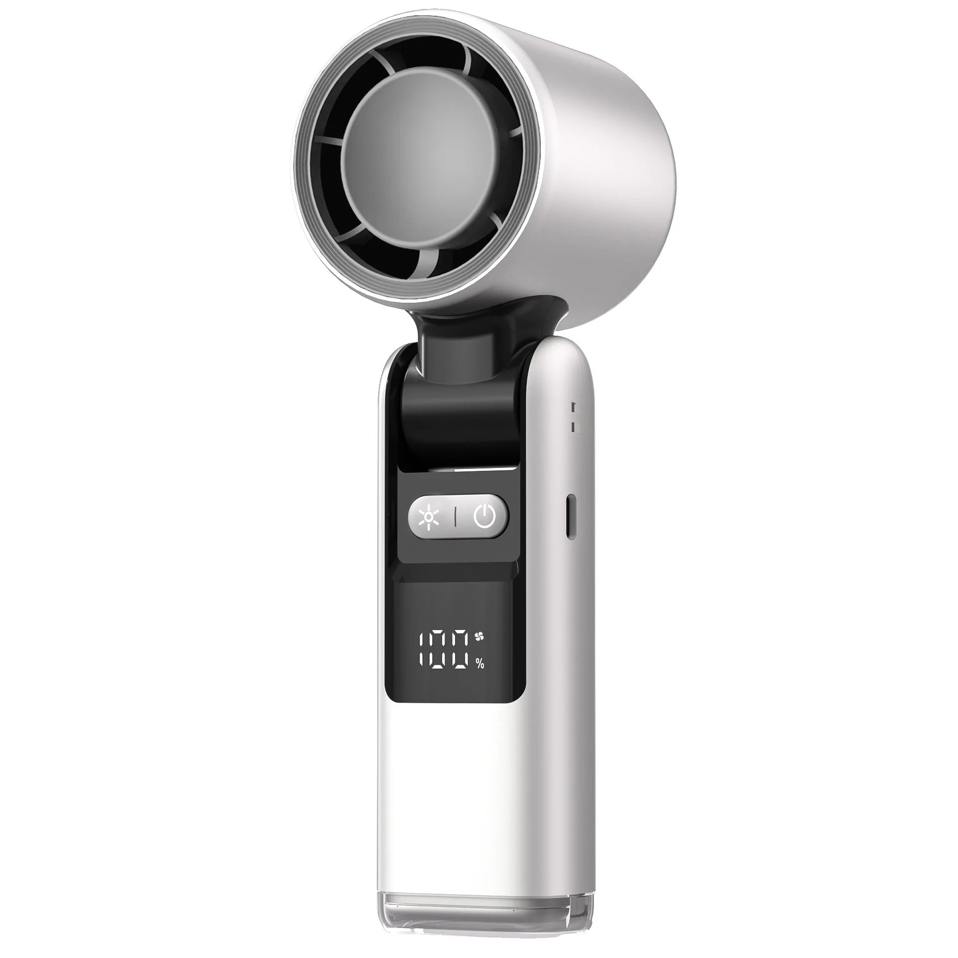 Super Mini Turbo Handheld Fan – 100-Speed Digital Display, 4000mAh Rechargeable Battery, USB-C Powered Cold Air Turbine Fan for Outdoor, Travel, Office & Camping