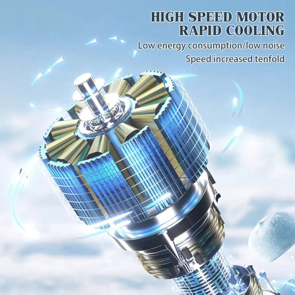 Super Mini Turbo Handheld Fan – 100-Speed Digital Display, 4000mAh Rechargeable Battery, USB-C Powered Cold Air Turbine Fan for Outdoor, Travel, Office & Camping