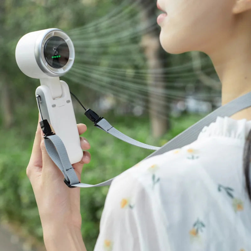 Mini Folding Turbo Fan – Portable High-Speed Brushless Handheld Fan with 5 Speed Levels, Digital Display, 3600mAh Battery & Type-C Fast Charging