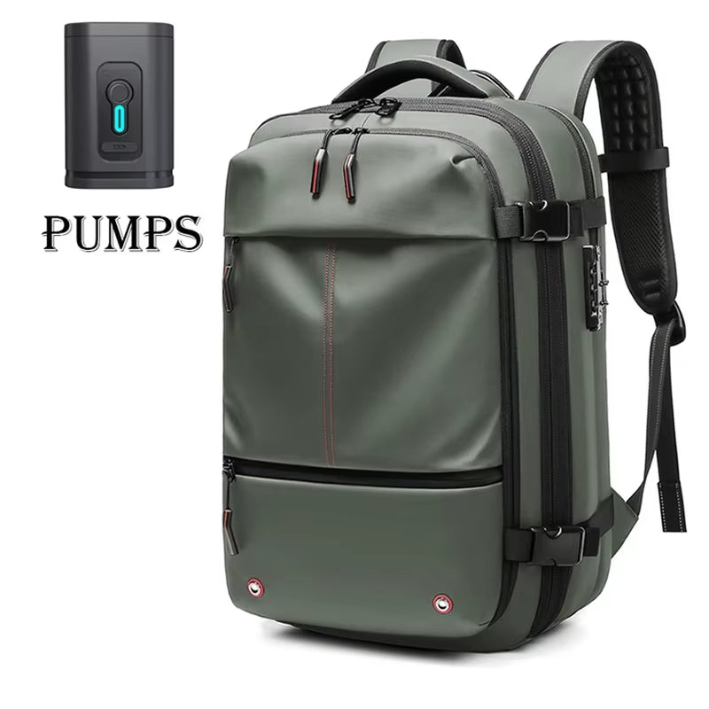Vacuum Compression Travel Backpack – 17” Laptop, Expandable Large Capacity, Waterproof Business & Hiking Backpack