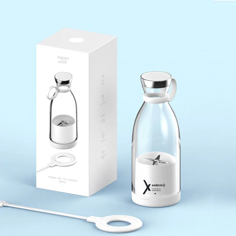 Portable Mini Blender 350ml – USB Rechargeable Electric Juicer Cup with 4 Blades for Smoothies & Fruit Juice