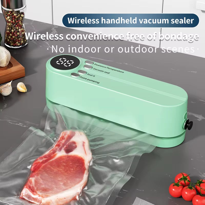 Mini Wireless Vacuum Sealer Machine – Rechargeable Portable Food Vacuum Sealing Device for Home & Travel