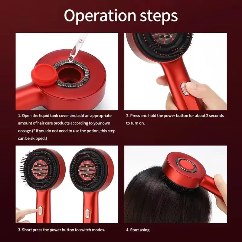 Electric Scalp Massage Comb with Red Light – 3-Mode Portable Hair Care Massager with Essence Oil Applicator