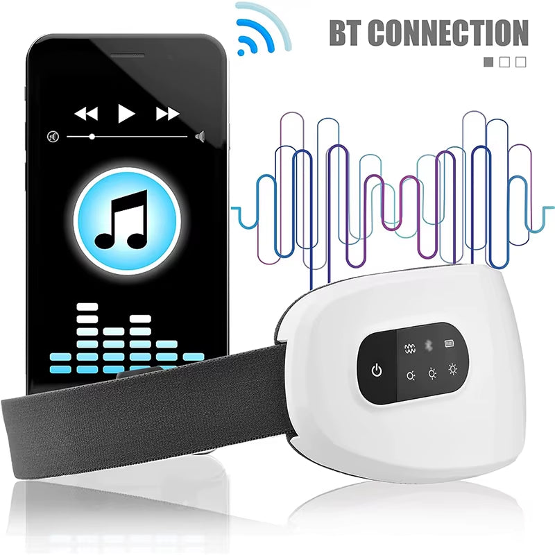 Smart 4D Eye Massager with Hot Compress (42°C), Airbag Vibration, Bluetooth Music & 4 Modes – Foldable Rechargeable