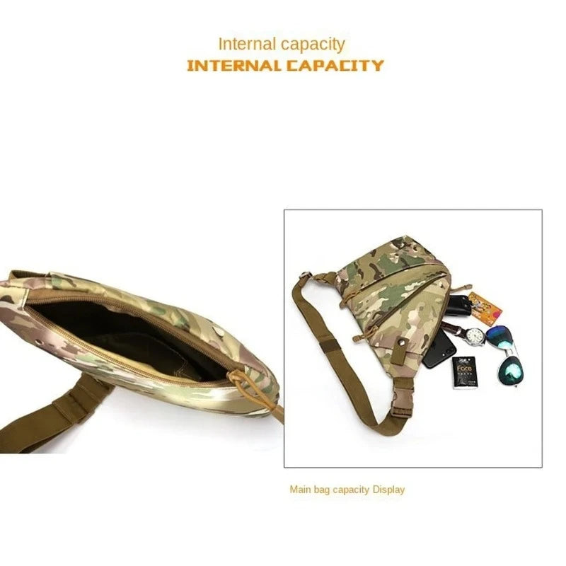 Camouflage Tactical Chest Bag – Waterproof Nylon Crossbody Sling Bag with Adjustable Strap
